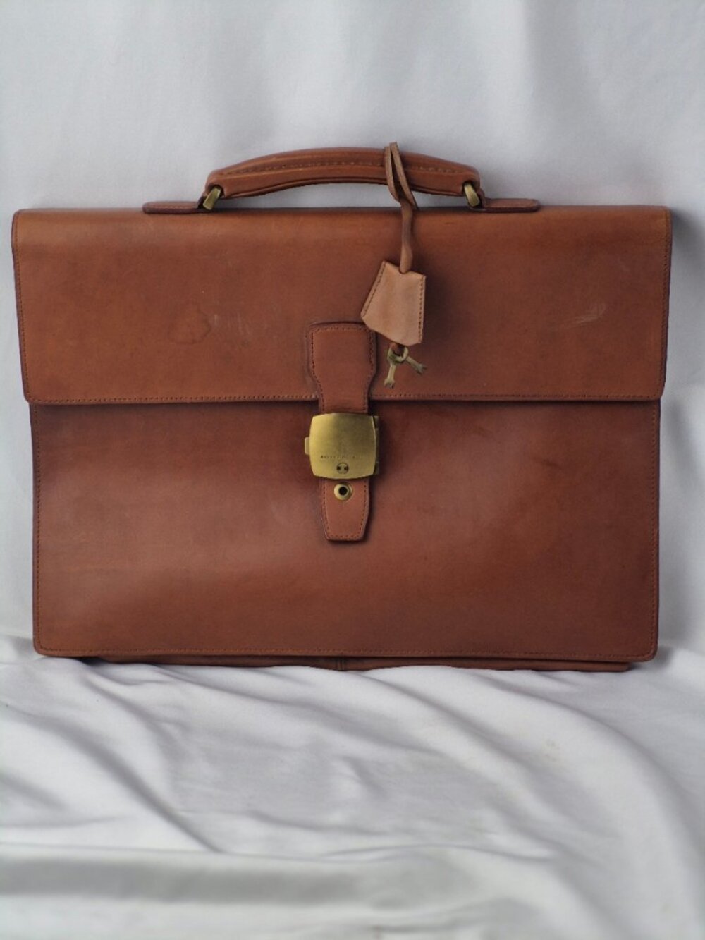 Vintage Dunhill Leather Double Gusset Document Briefcase Lock & 2 Keys Patina